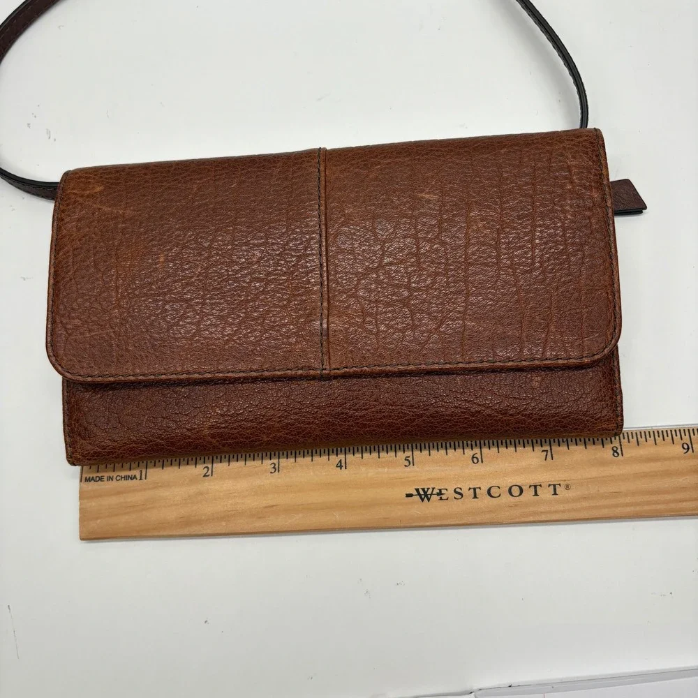 Fossil Brown Leather Crossbody Wallet Clutch Bag‎ Purse